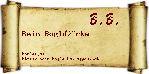 Bein Boglárka névjegykártya